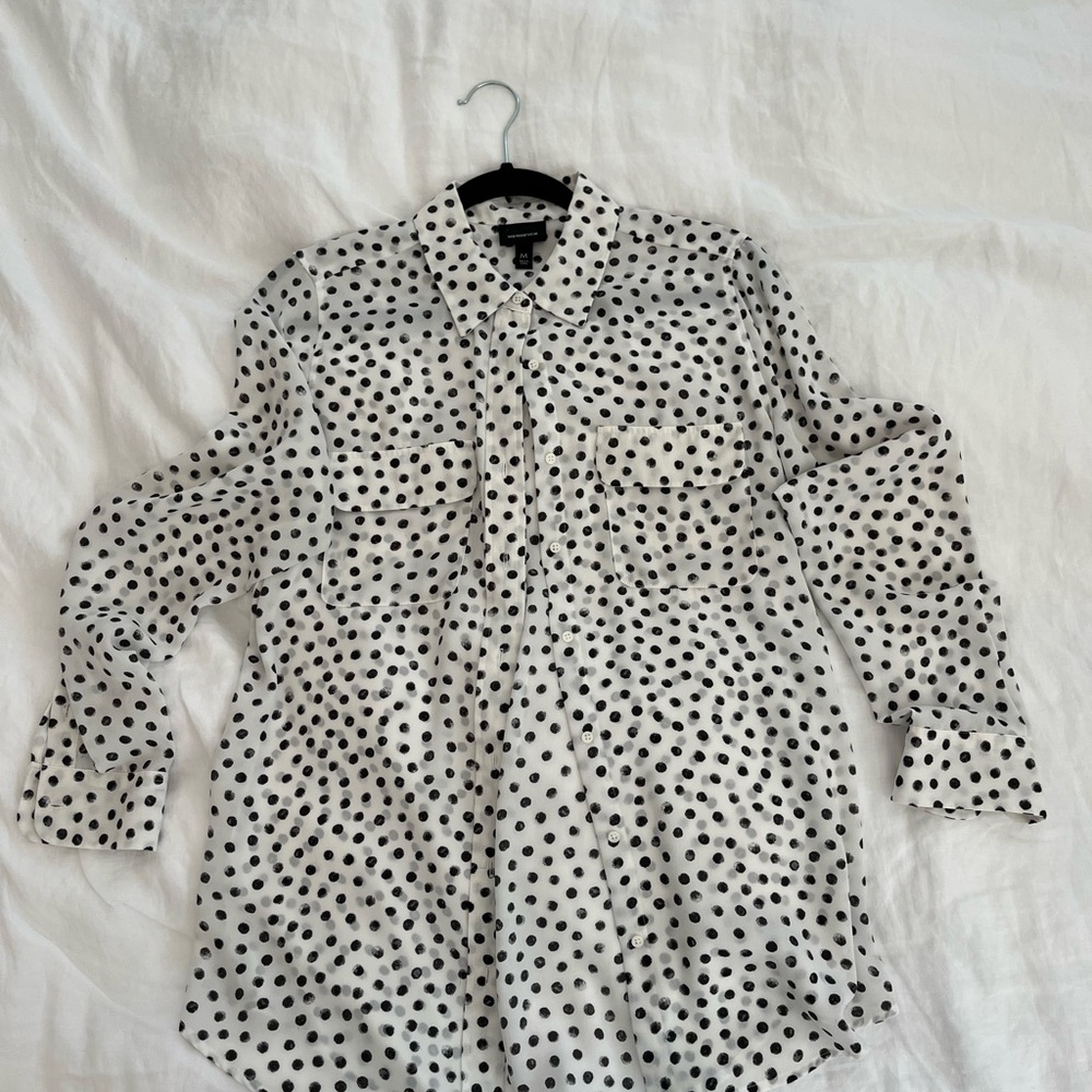 WHOWHATWEAR Black and White Polka Dot Blouse